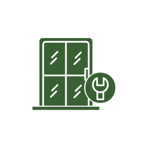 Window repair icon with wrench symbol.