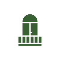 Green balcony icon on white background.