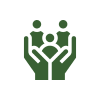 Hands holding three abstract human figures.