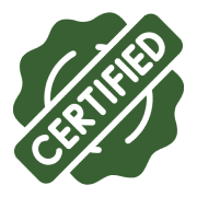 Certified badge in dark green color.